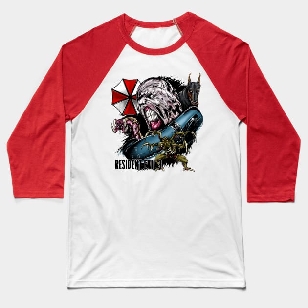 Resident evil 3 remake Nemesis Monster Baseball T-Shirt by AndreyG